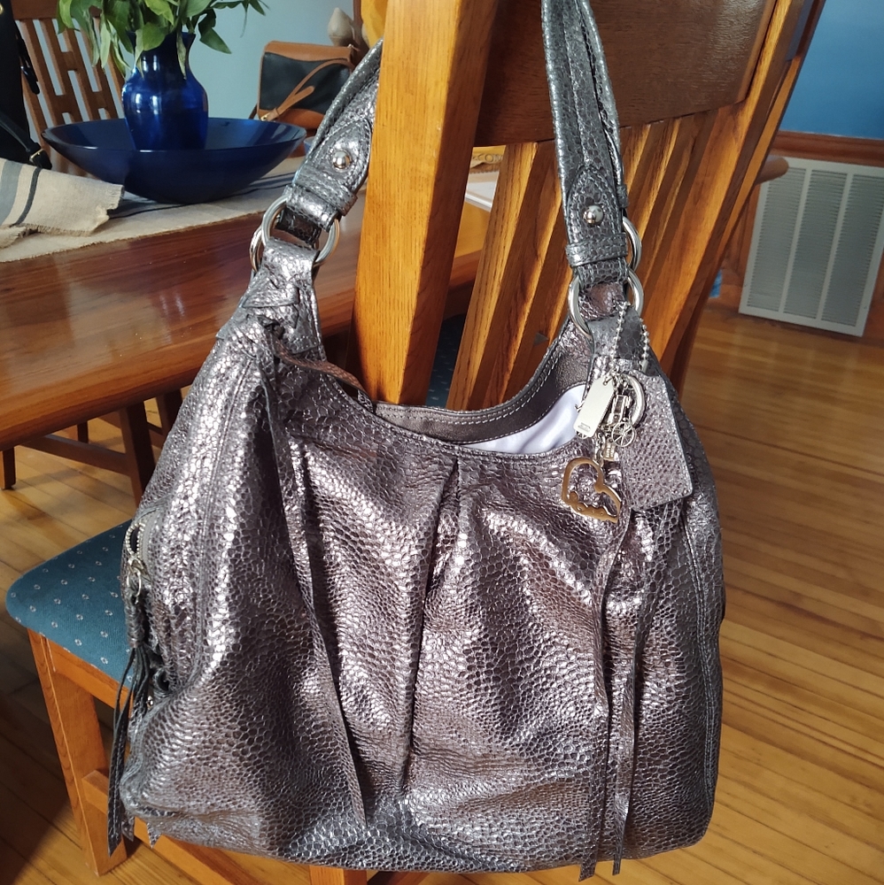 Coach metallic grey hobo shoulder bag